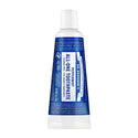 A blue and white tube labeled Dr. Bronners All One Toothpaste stands upright. The design includes text detailing ingredients and benefits, reflecting an eco friendly, vegan, and fluoride free formulation in personal care packaging [5 oz]